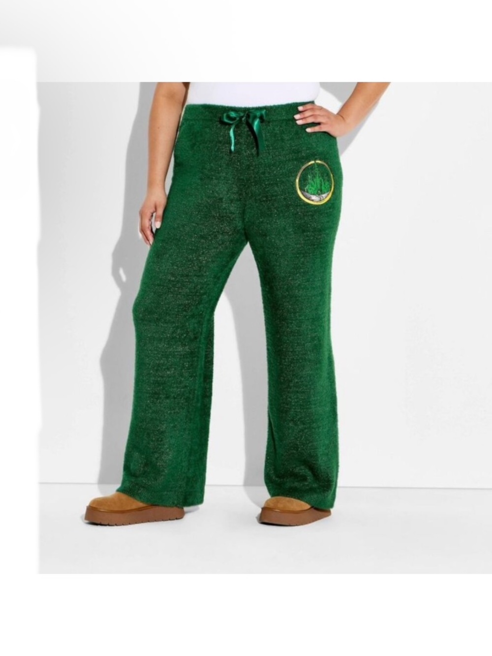 Wicked x Katie Kime Women's Graphic Sweater Pants Emerald Green 3x NWT